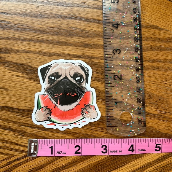 Pug Eating Watermelon Dog Sticker 2.75” - Picture 3 of 4